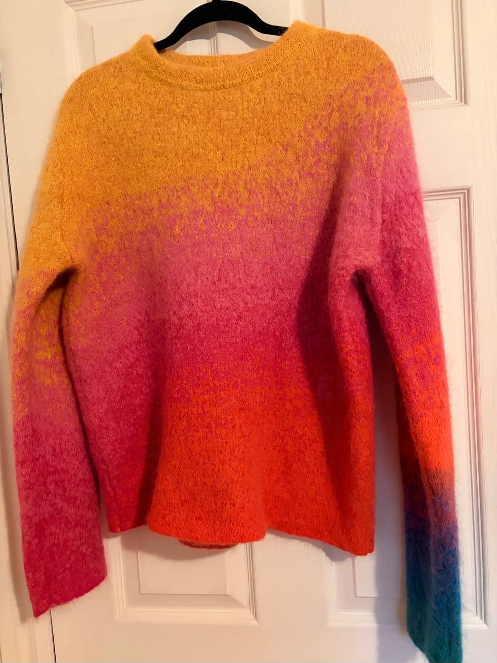 ERL Women's Mohair Ombre Crewneck Sweater in Yellow, Pink & Orange